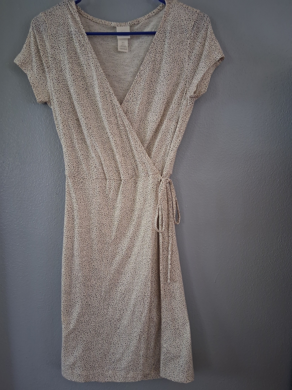H&M Cream Speckled Midi Wrap Dress Cotton/Modal Blend Small